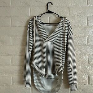 Anthropologie Pilcro Black and White Striped Sweatshirt